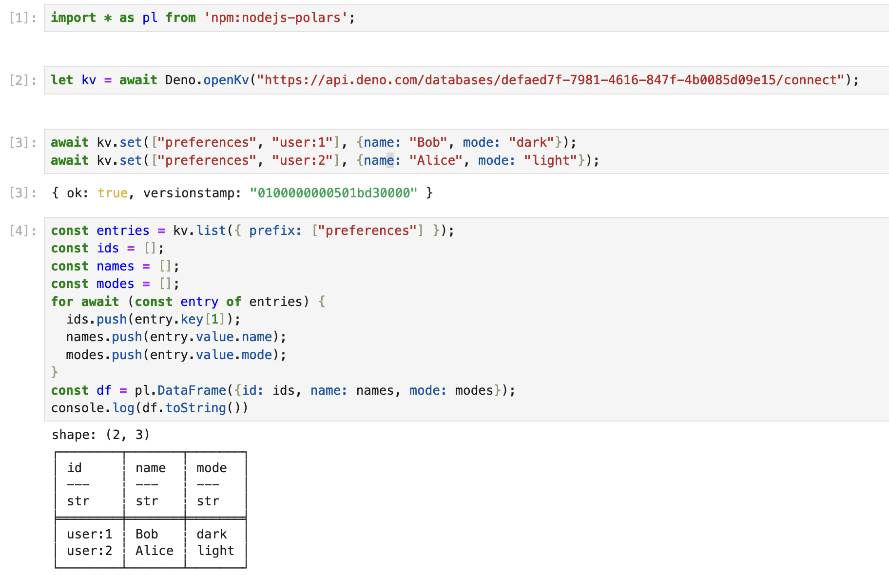 Using Deno KV in a Jupyter notebook